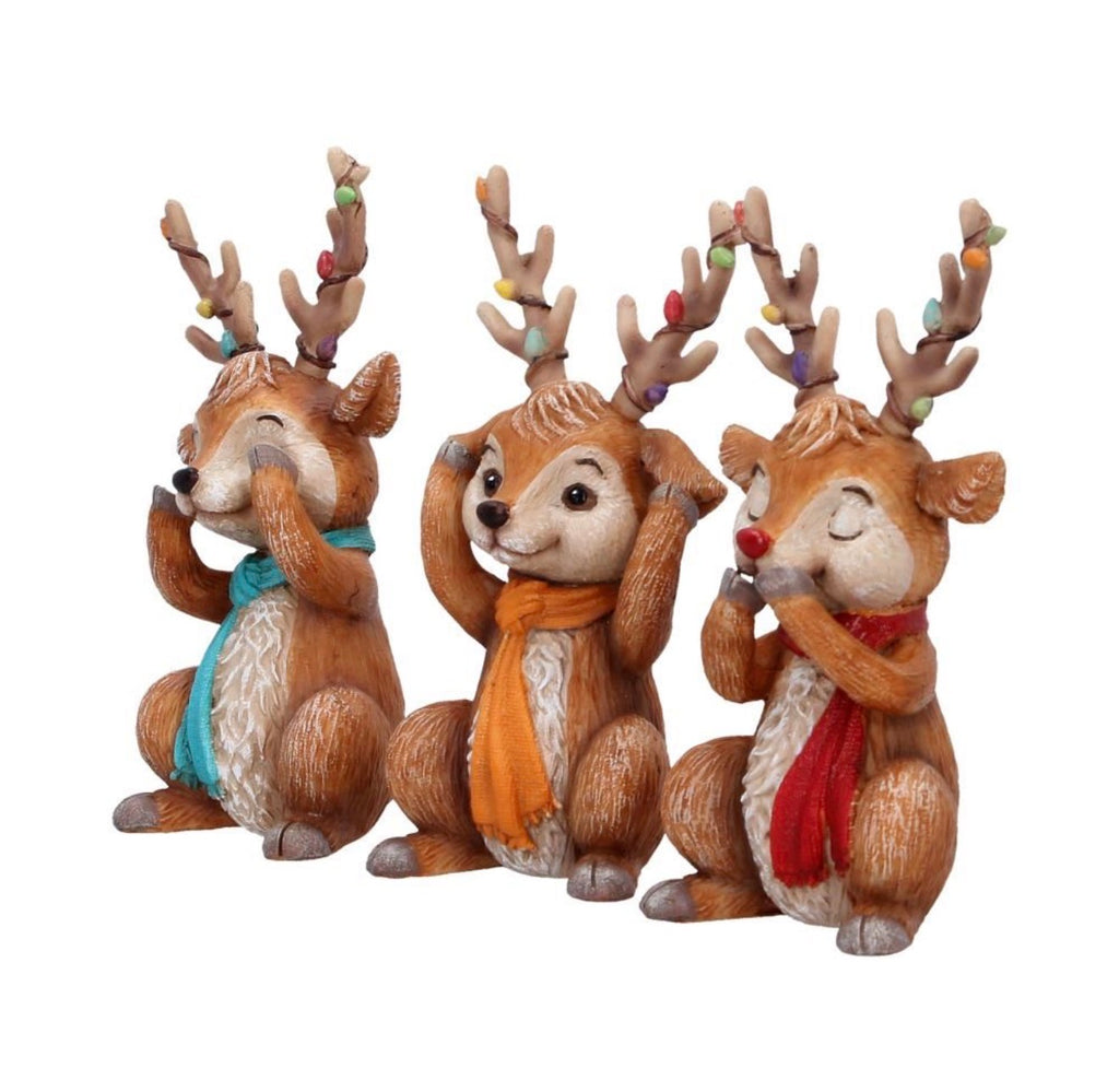 Three Wise Reindeer See No Evil Set 10.3cm