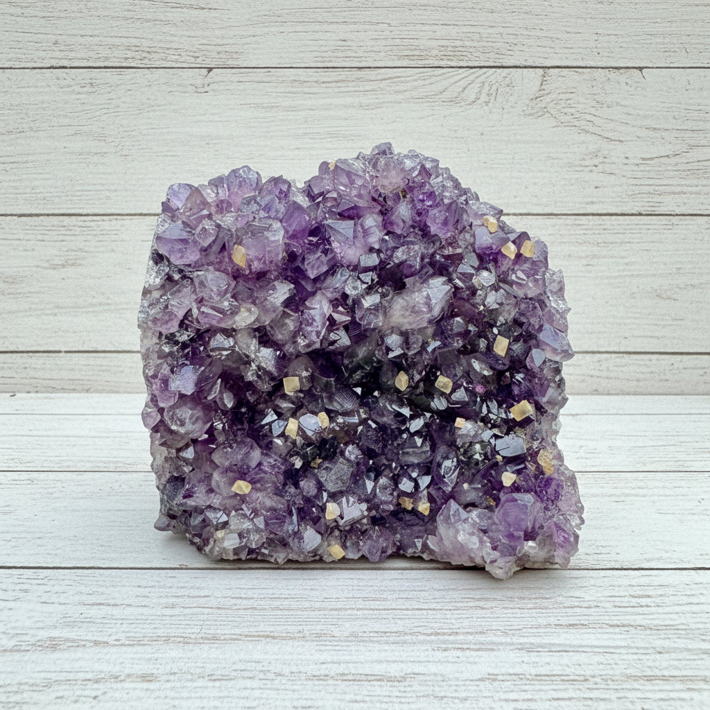 Amethyst Druzy Standing Cut Base with Orange Calcite 421 grams NNPA1
