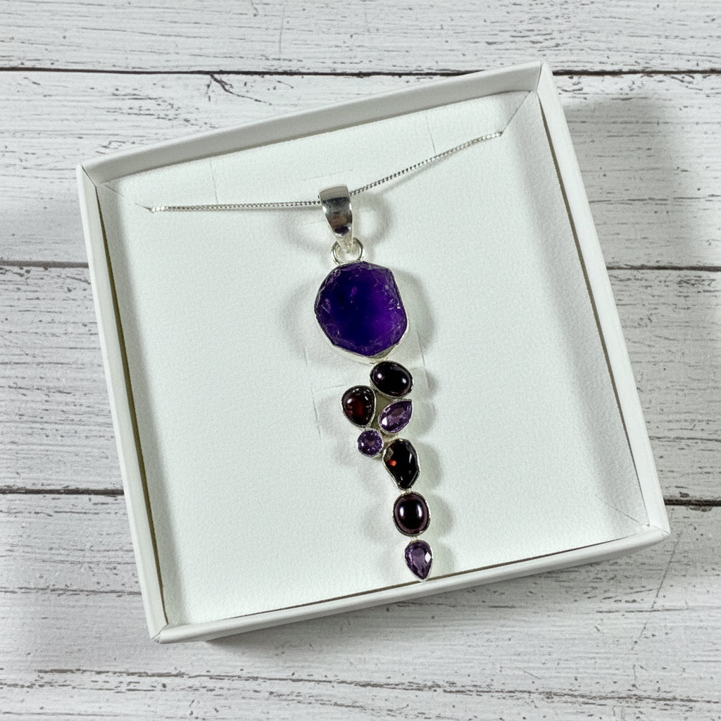 925 Sterling Silver Amethyst & Pearl Pendant