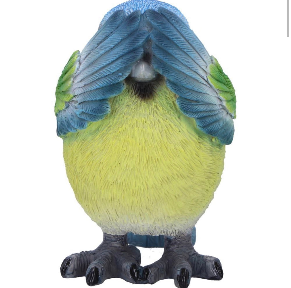Three Wise Blue Tits See No Evil Set 8.5cm