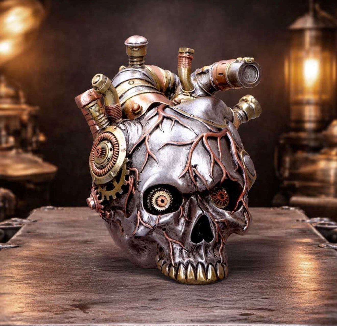 Cardiac Cranium Steampunk Skull 17.5cm