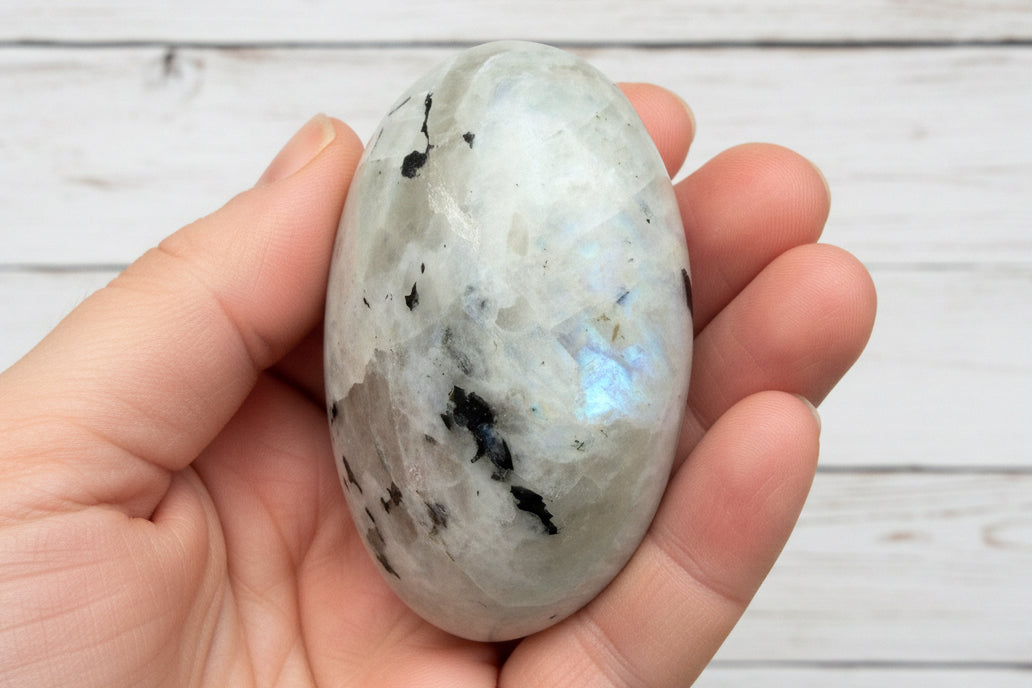 Rainbow Moonstone Palmstone 121 grams RMP01