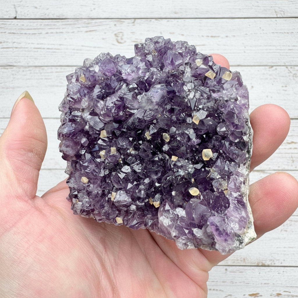 Amethyst Druzy Standing Cut Base with Orange Calcite 421 grams NNPA1