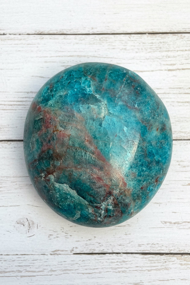 Blue Apatite Palmstone 125 grams NBAP03