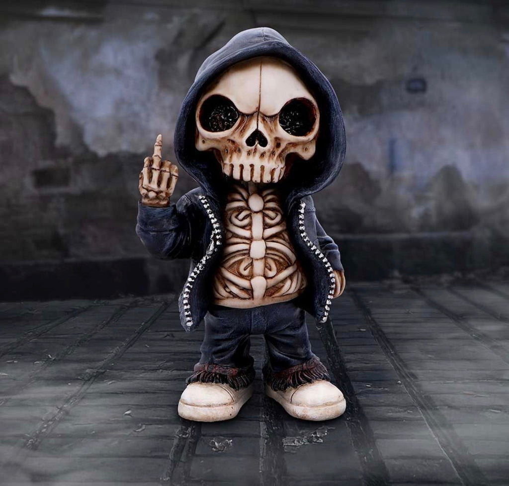 Flip The Bird Cursing Skeleton Ornament 25cm