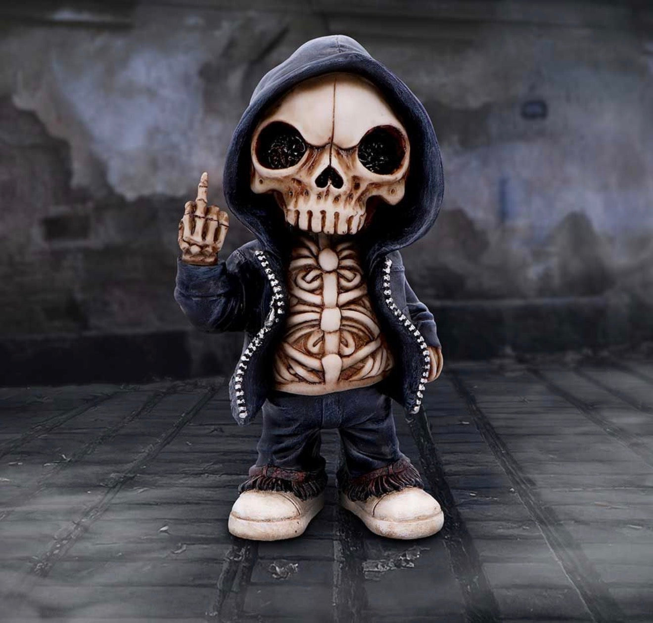 Flip The Bird Cursing Skeleton Ornament 25cm