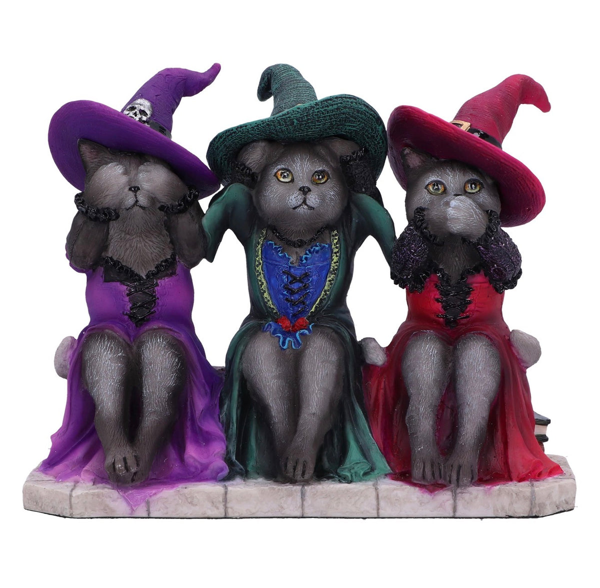 Three Wise Witchy Kittys See No Evil Witch Cats 15.3cm