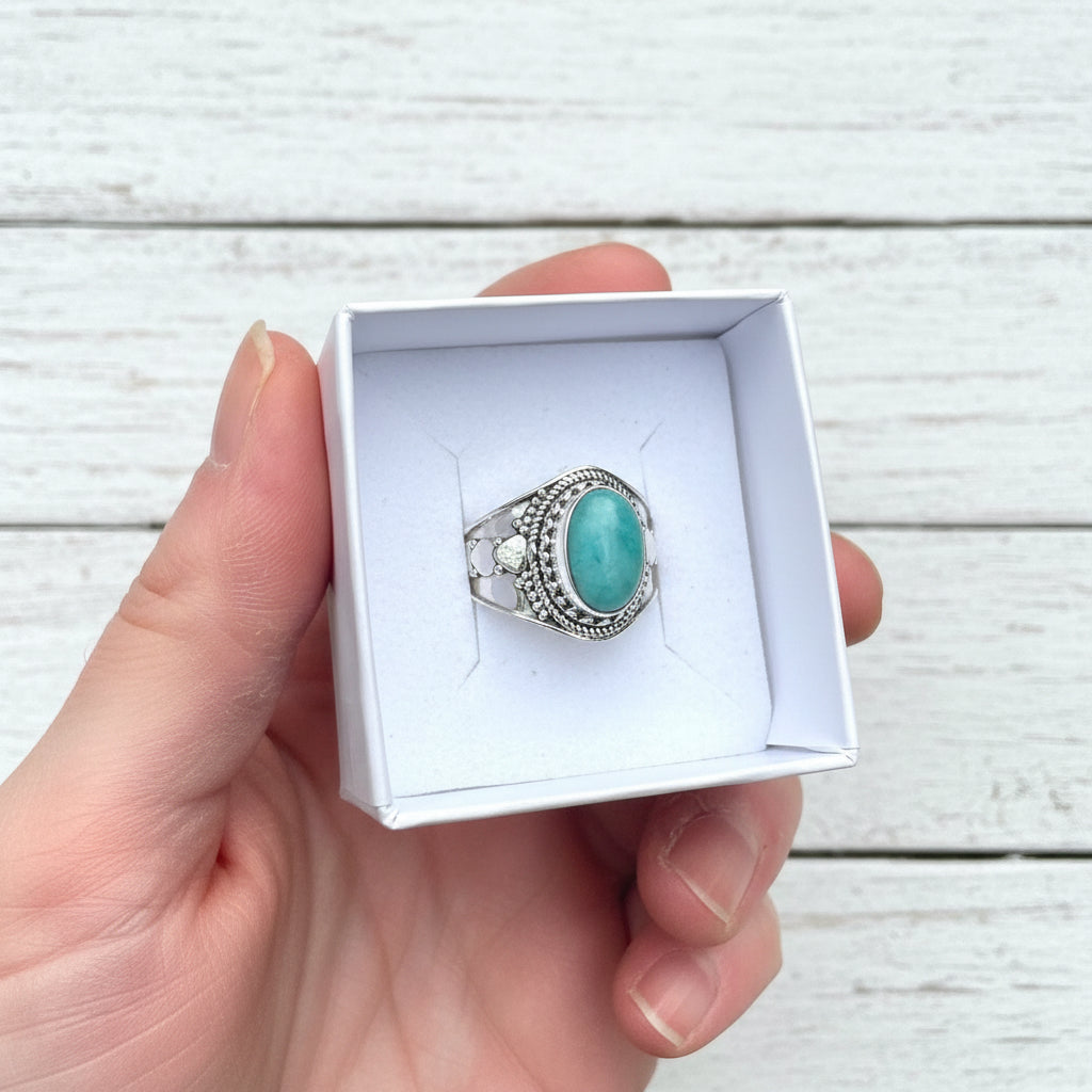 925 Sterling Silver Amazonite Ring