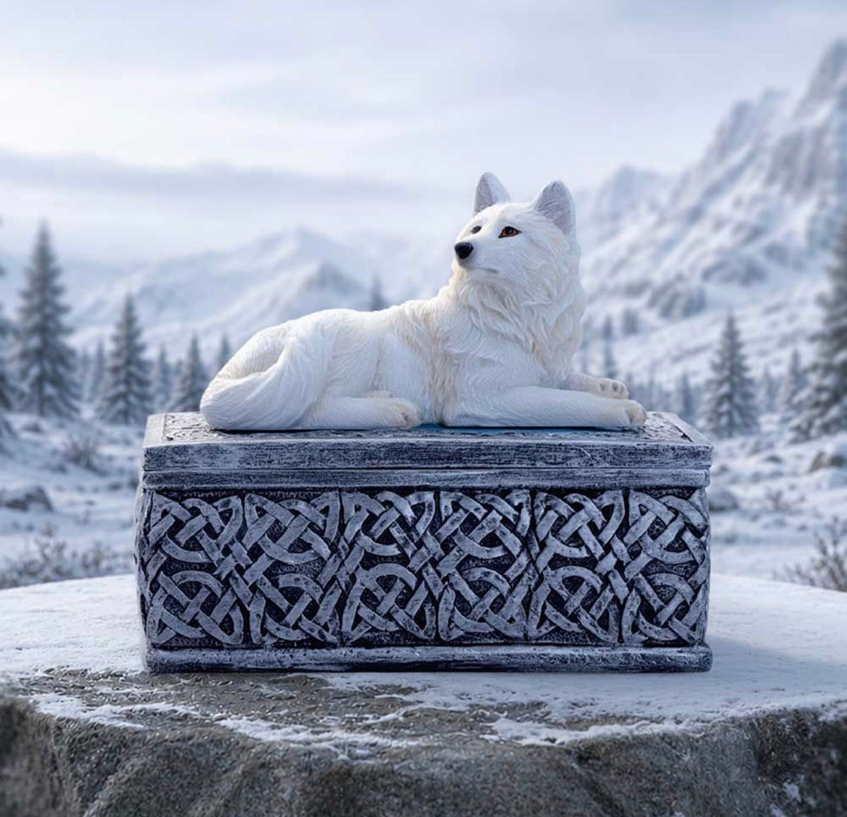 Ghost Wolf Box Resin Trinket Pot 10cm