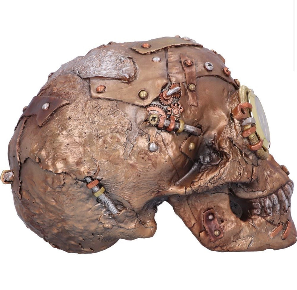 Scrapped Steampunk Skull Clock 19cm