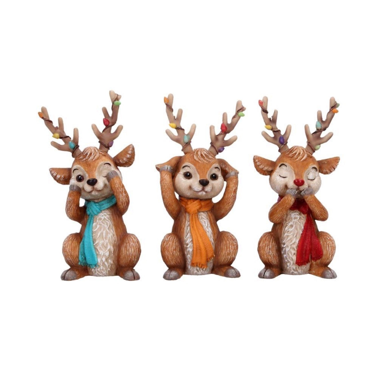 Three Wise Reindeer See No Evil Set 10.3cm