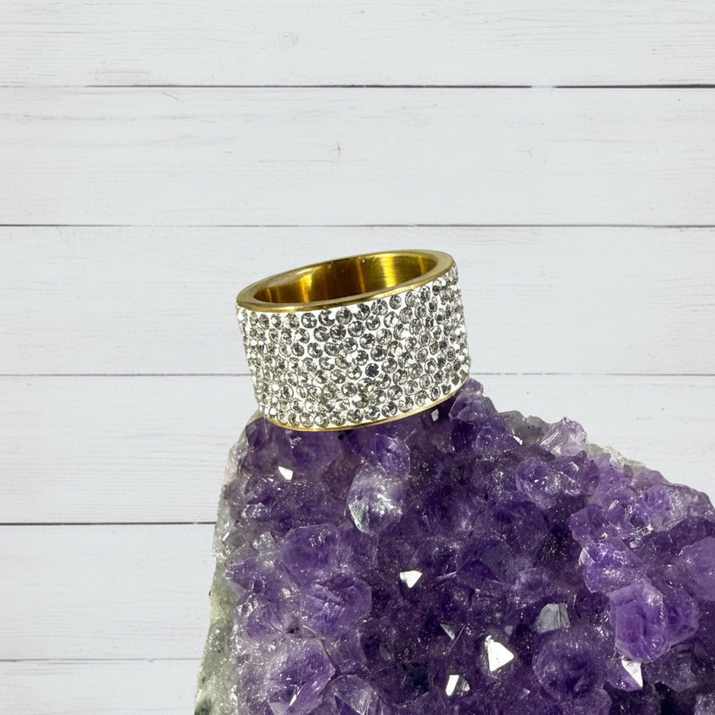 18KT Gold Plated Stainless Steel CZ Ring