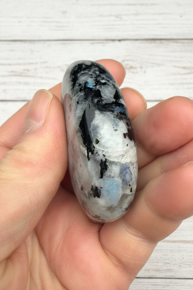 Rainbow Moonstone Palmstone 94 grams RMP06
