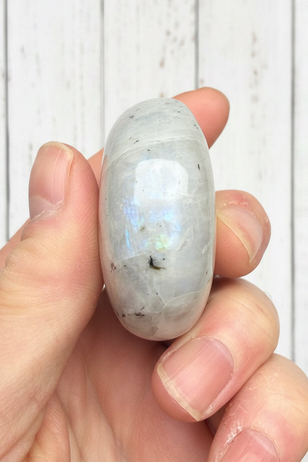 Rainbow Moonstone Palmstone 115 grams RMP02