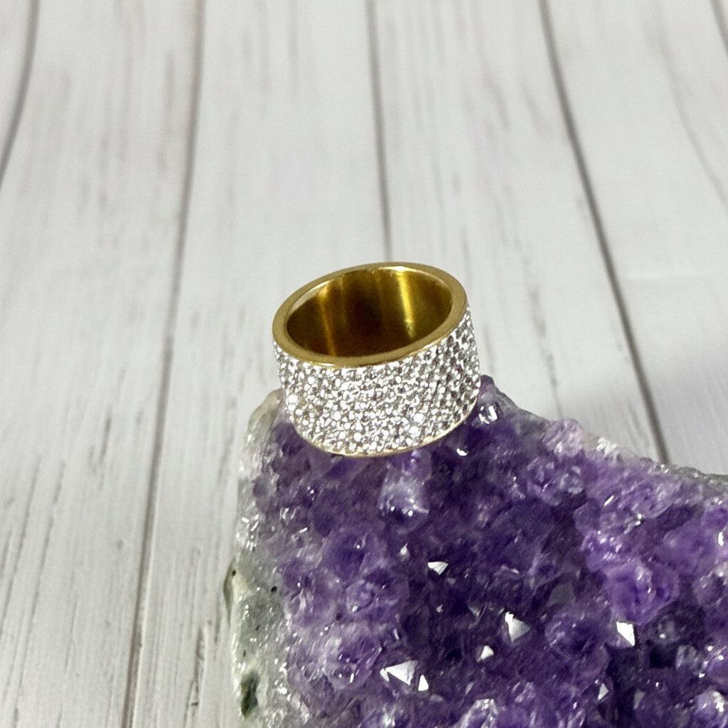 18KT Gold Plated Stainless Steel CZ Ring