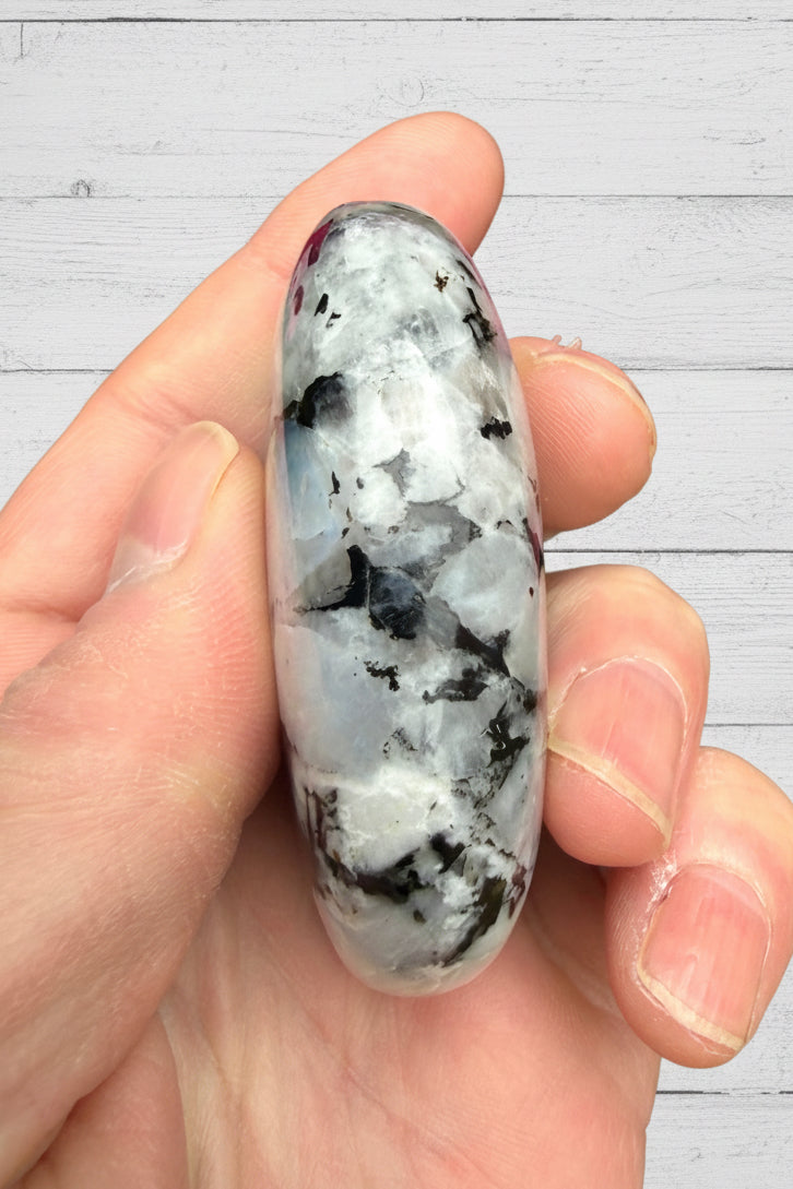 Rainbow Moonstone Palmstone 110 grams RMP07