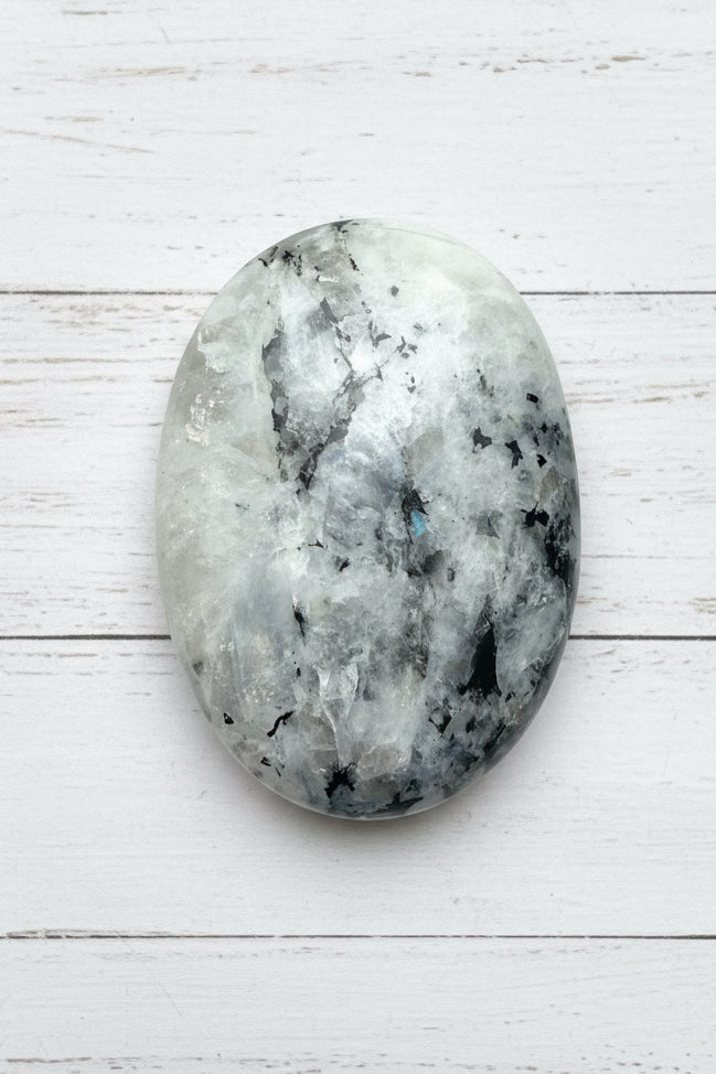 Rainbow Moonstone Palmstone 104 grams RMP03