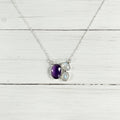 925 Sterling Silver Rainbow Moonstone & Amethyst Necklace