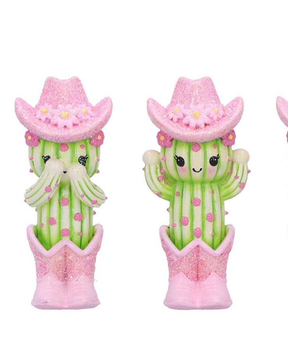 Three Wise Cacti See No Evil Set 9.5cm