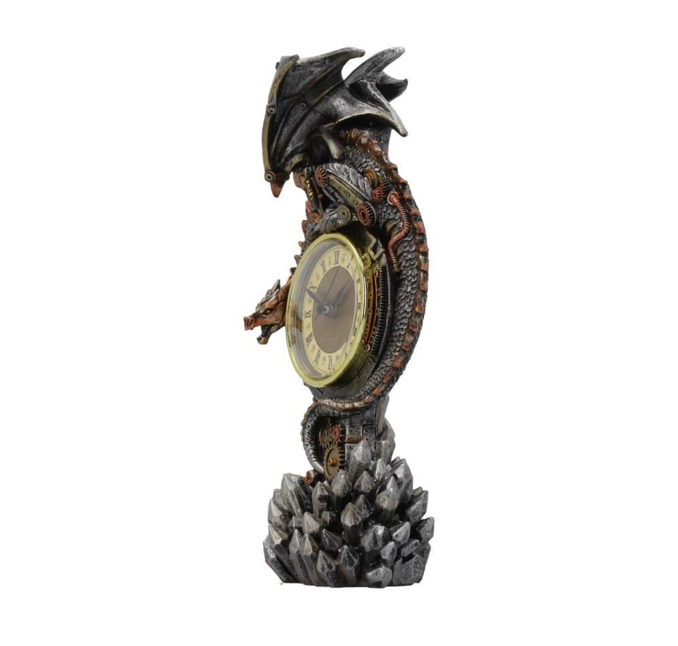 Clockwork Reign Steampunk Dragon Clock 28cm