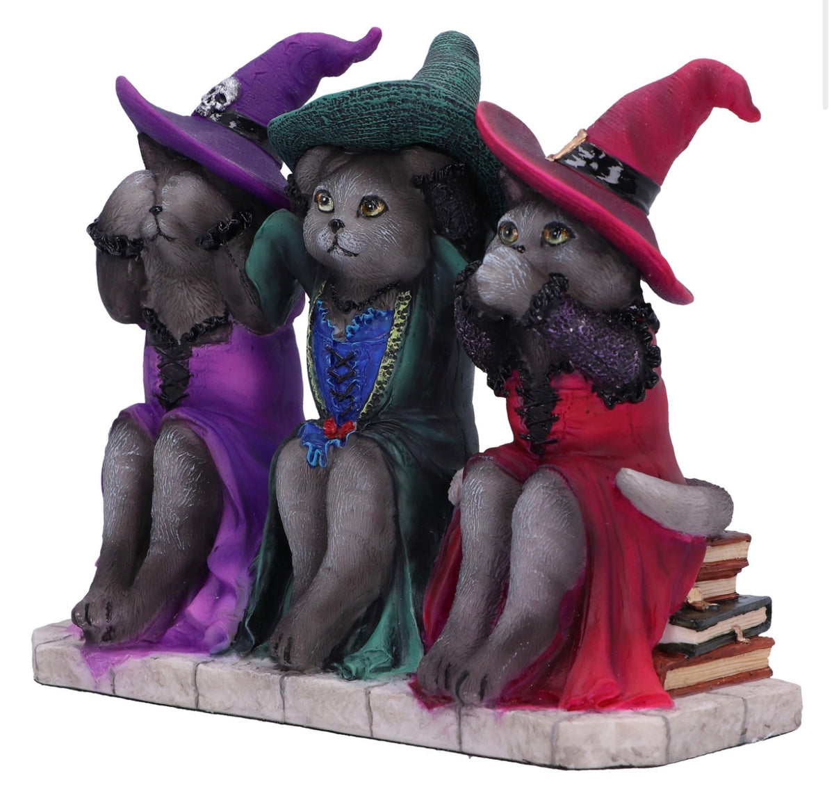 Three Wise Witchy Kittys See No Evil Witch Cats 15.3cm