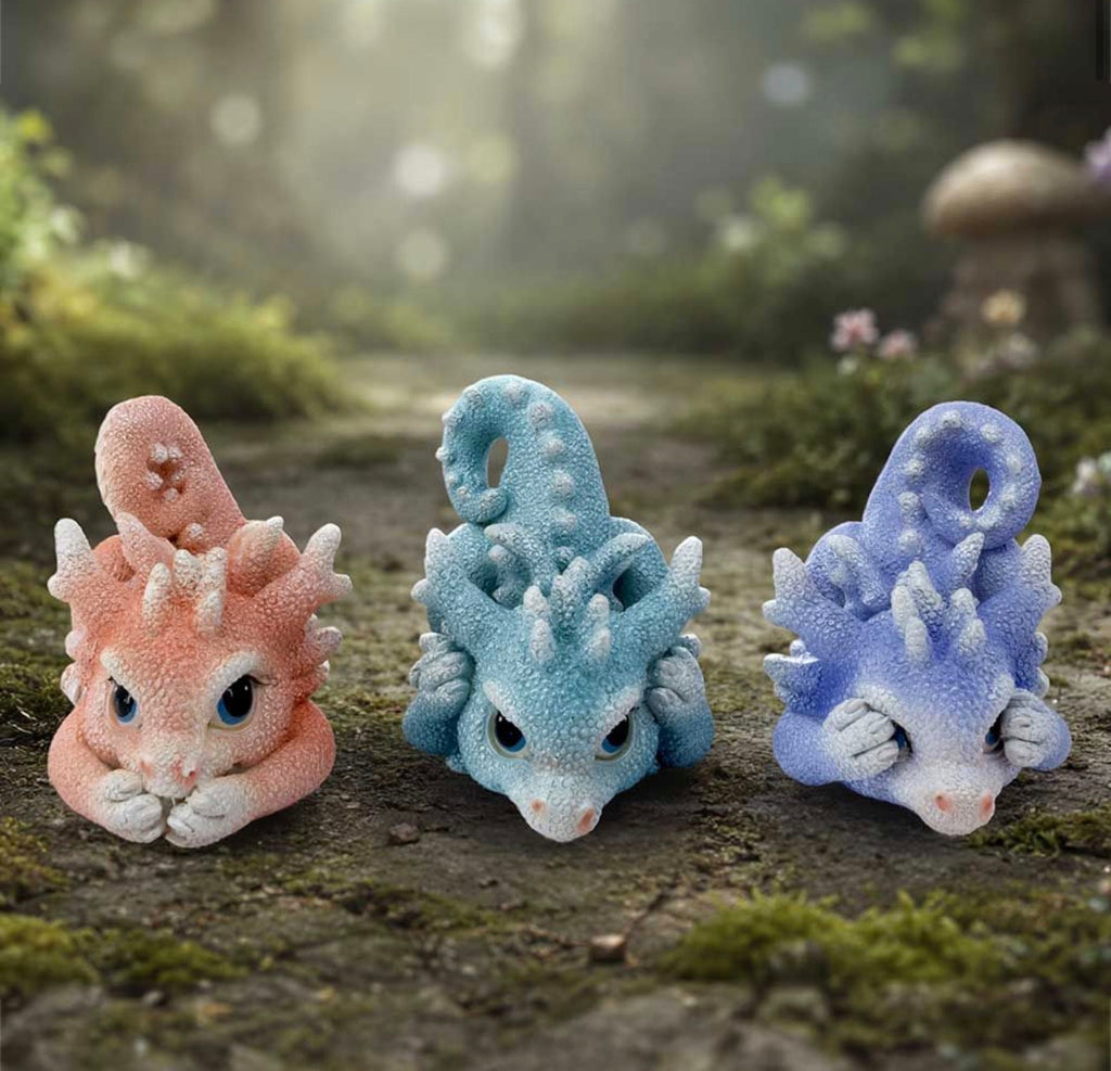 Three Wise Coralscale Dragonlings Set 5.8cm