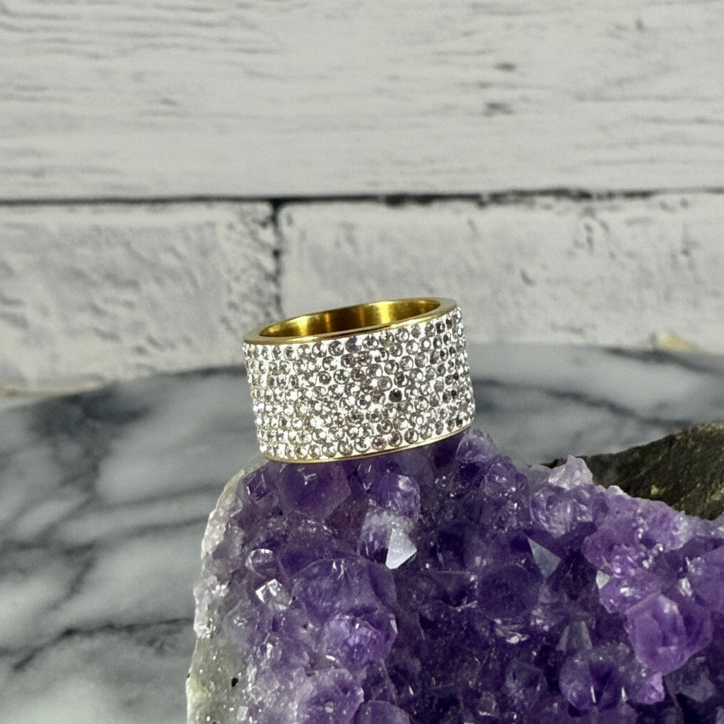 18KT Gold Plated Stainless Steel CZ Ring