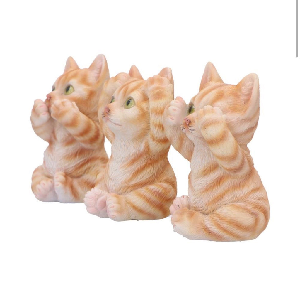 Three Wise Ginger Cats See No Evil Set 8.5cm