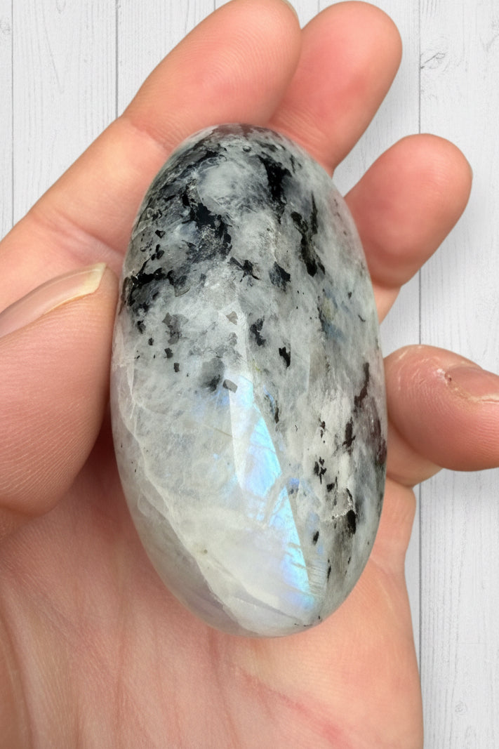 Rainbow Moonstone Palmstone 104 grams RMP03
