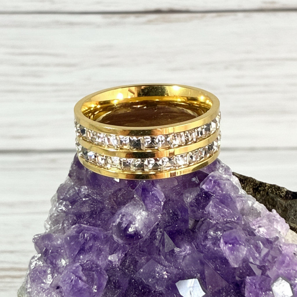 18KT Gold Plated Stainless Steel CZ Ring