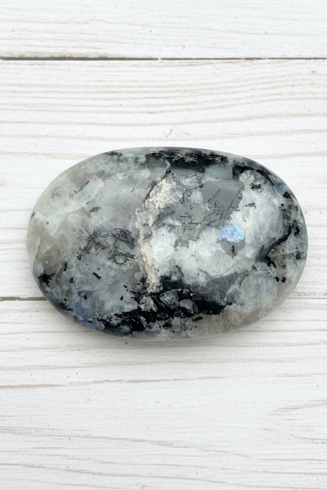 Rainbow Moonstone Palmstone 116 grams RMP05