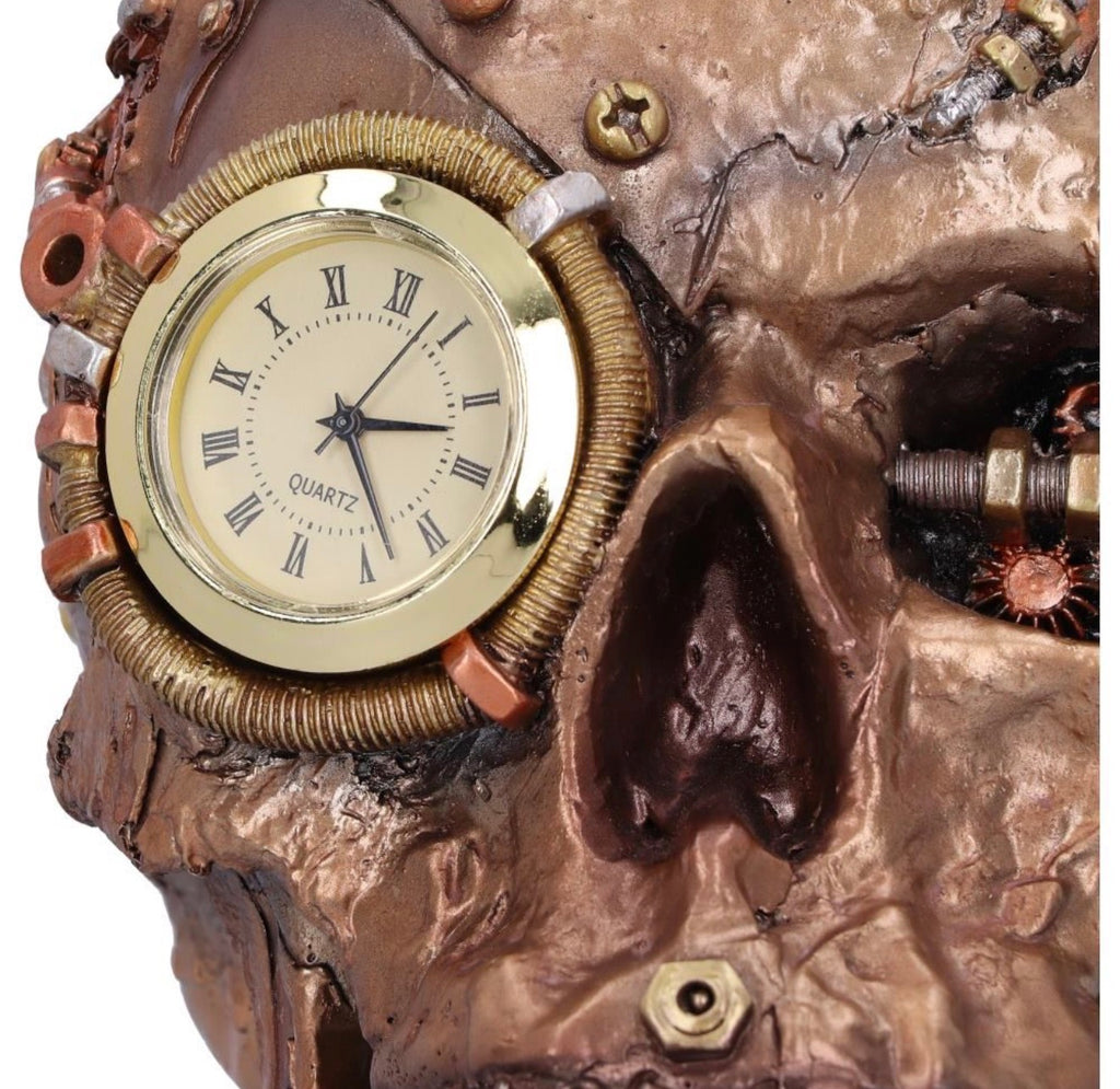 Scrapped Steampunk Skull Clock 19cm