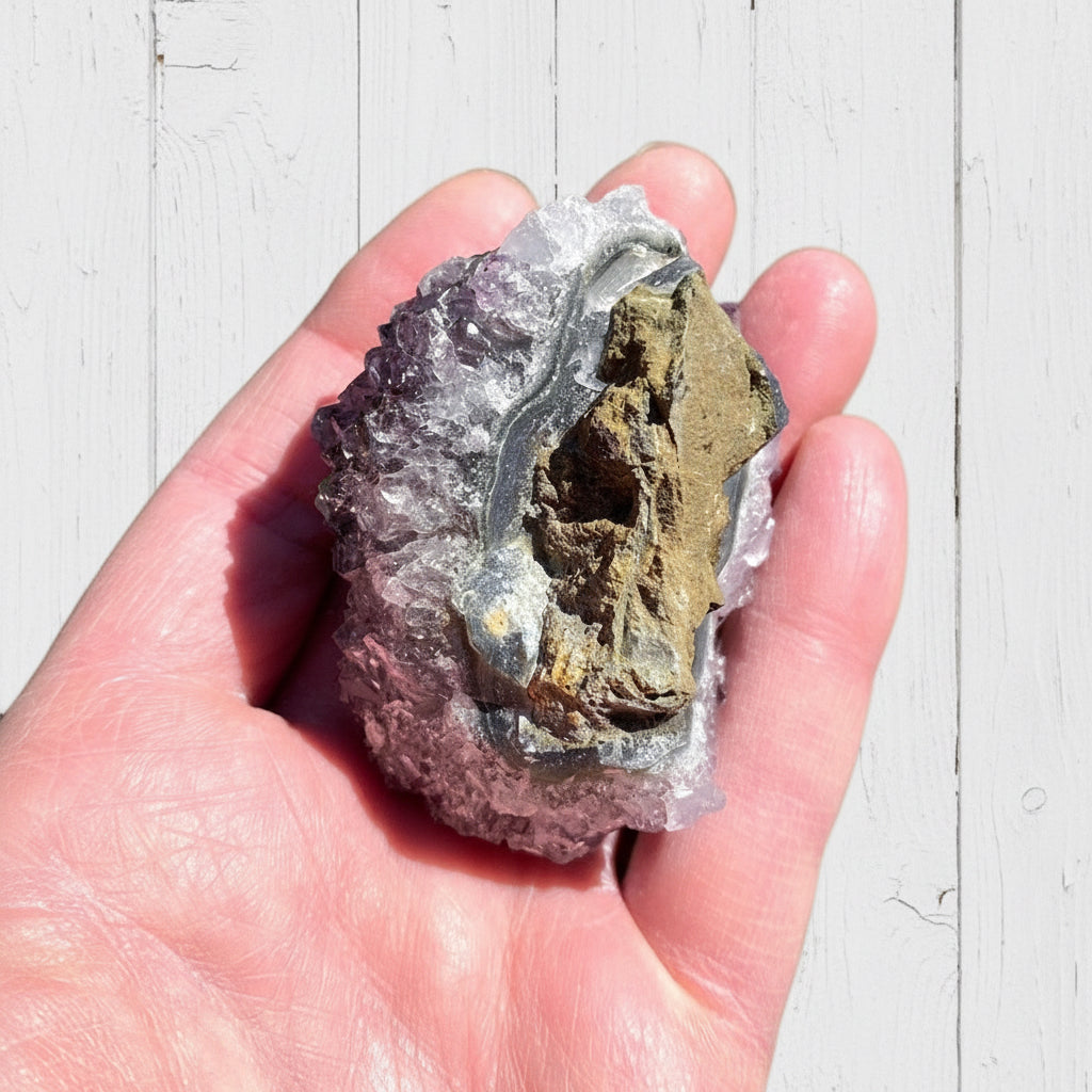 Amethyst Flower Cluster with Rutile inclusions 119 grams APF04