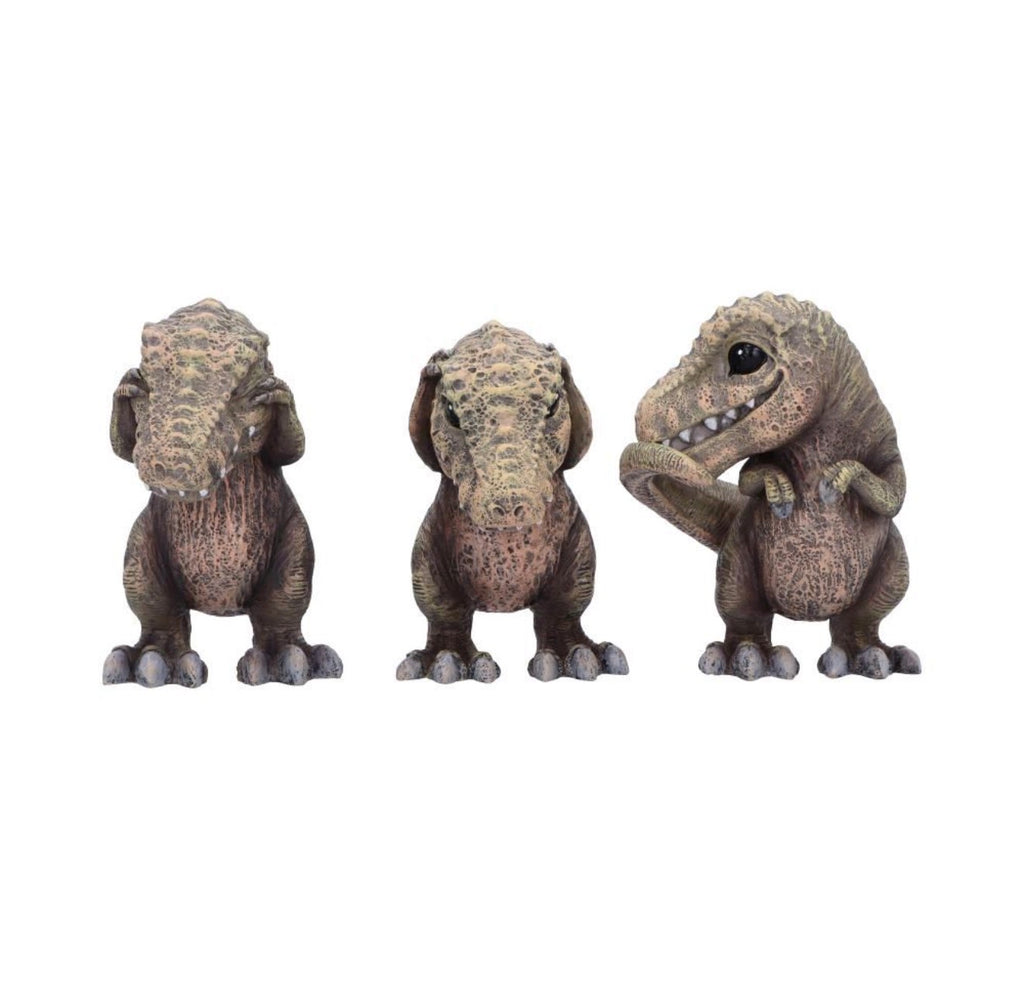 Three Wise T-Rex Dinosaurs See No Evil Set 9.3cm