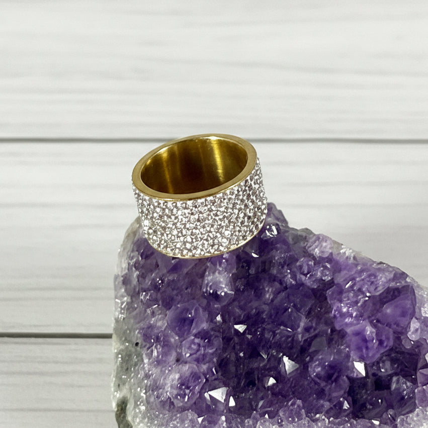 18KT Gold Plated Stainless Steel CZ Ring