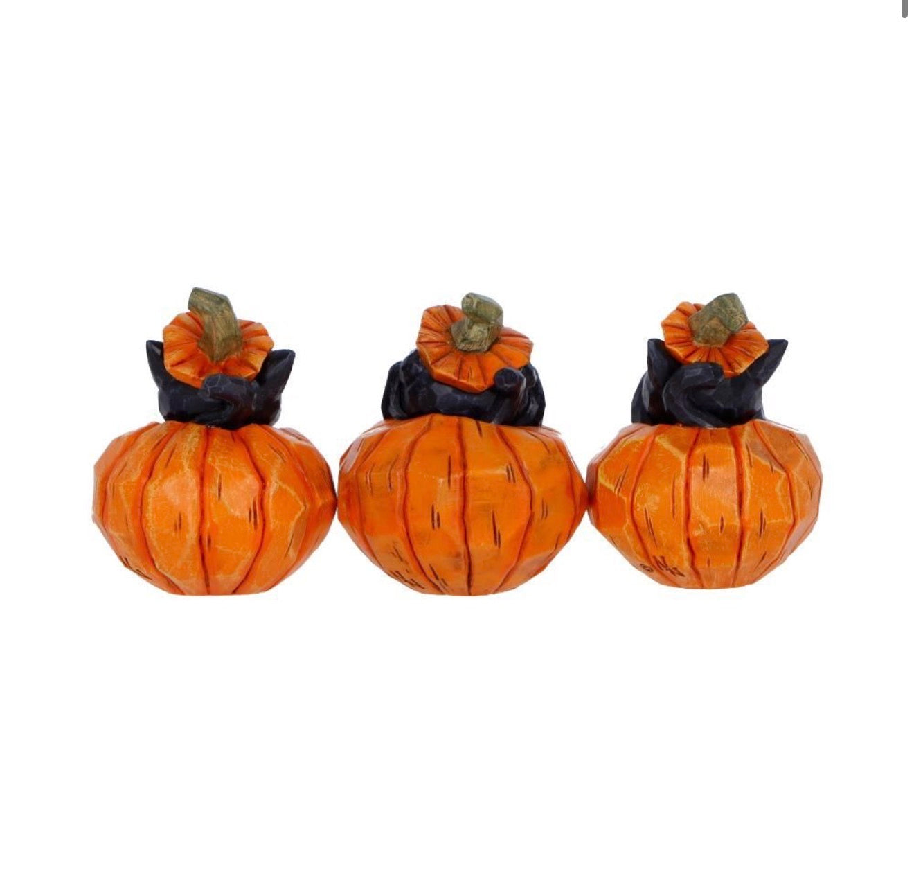 Three Wise Pumpkin Patch Black Cats See No Evil Set 7.7cm