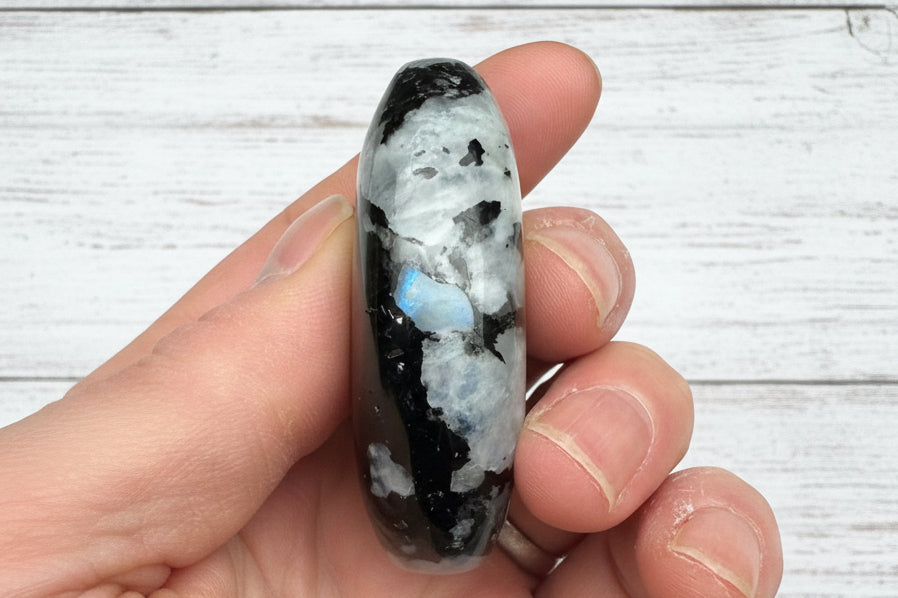 Rainbow Moonstone Palmstone 94 grams RMP06