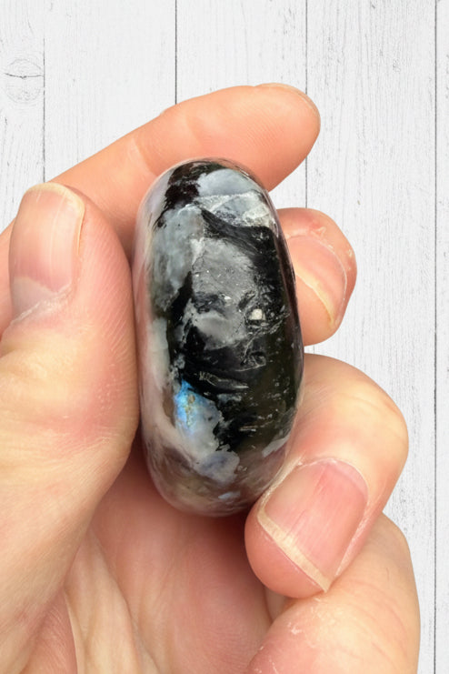 Rainbow Moonstone Palmstone 94 grams RMP06