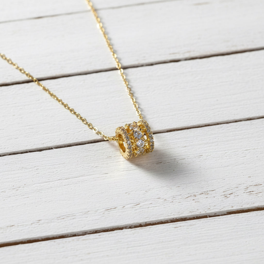 18KT Gold Plated Stainless Steel CZ Pendant