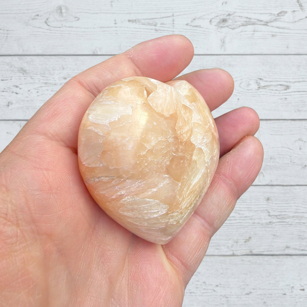 Stilbite Crystal Heart with Green Heulandite 100 grams AH01