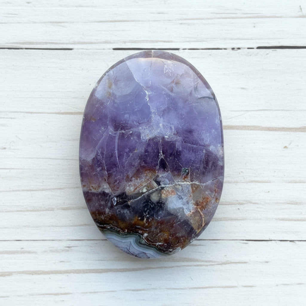 Mexican Amethyst Lace Agate Palmstone 50 grams ALAP09