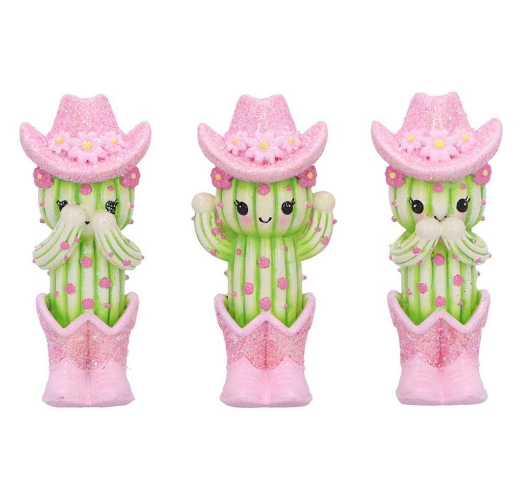 Three Wise Cacti See No Evil Set 9.5cm
