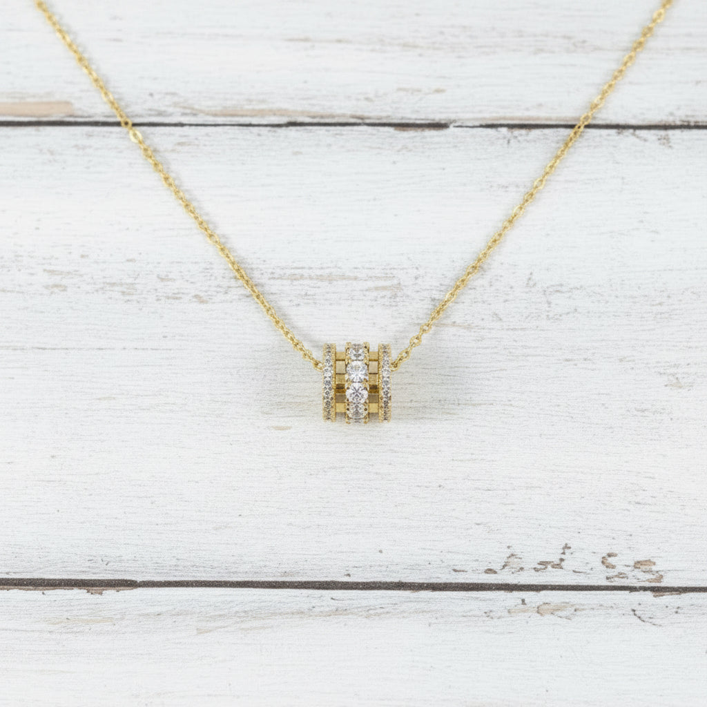 18KT Gold Plated Stainless Steel CZ Pendant