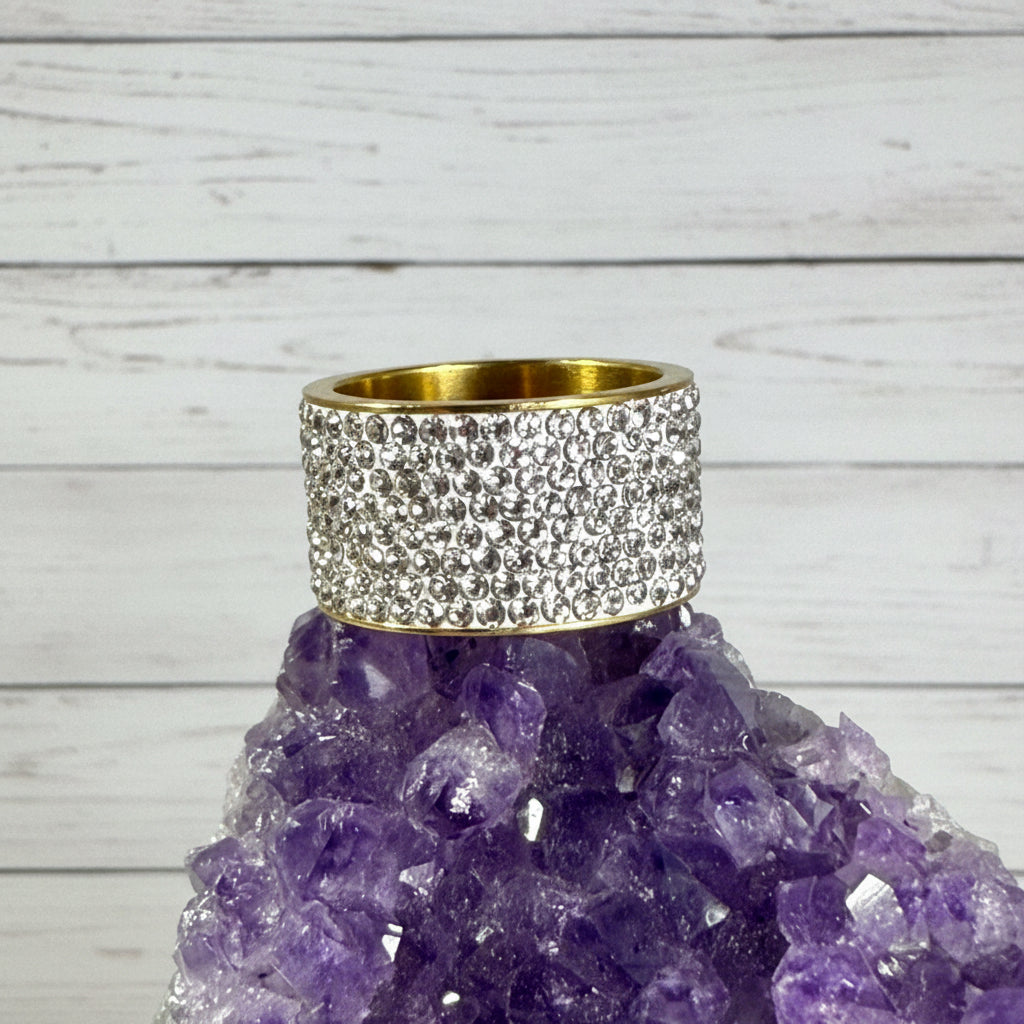 18KT Gold Plated Stainless Steel CZ Ring