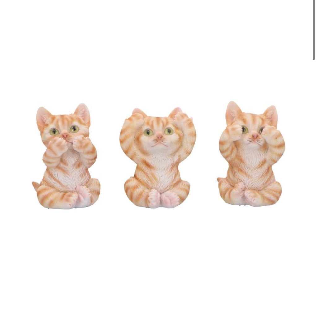 Three Wise Ginger Cats See No Evil Set 8.5cm