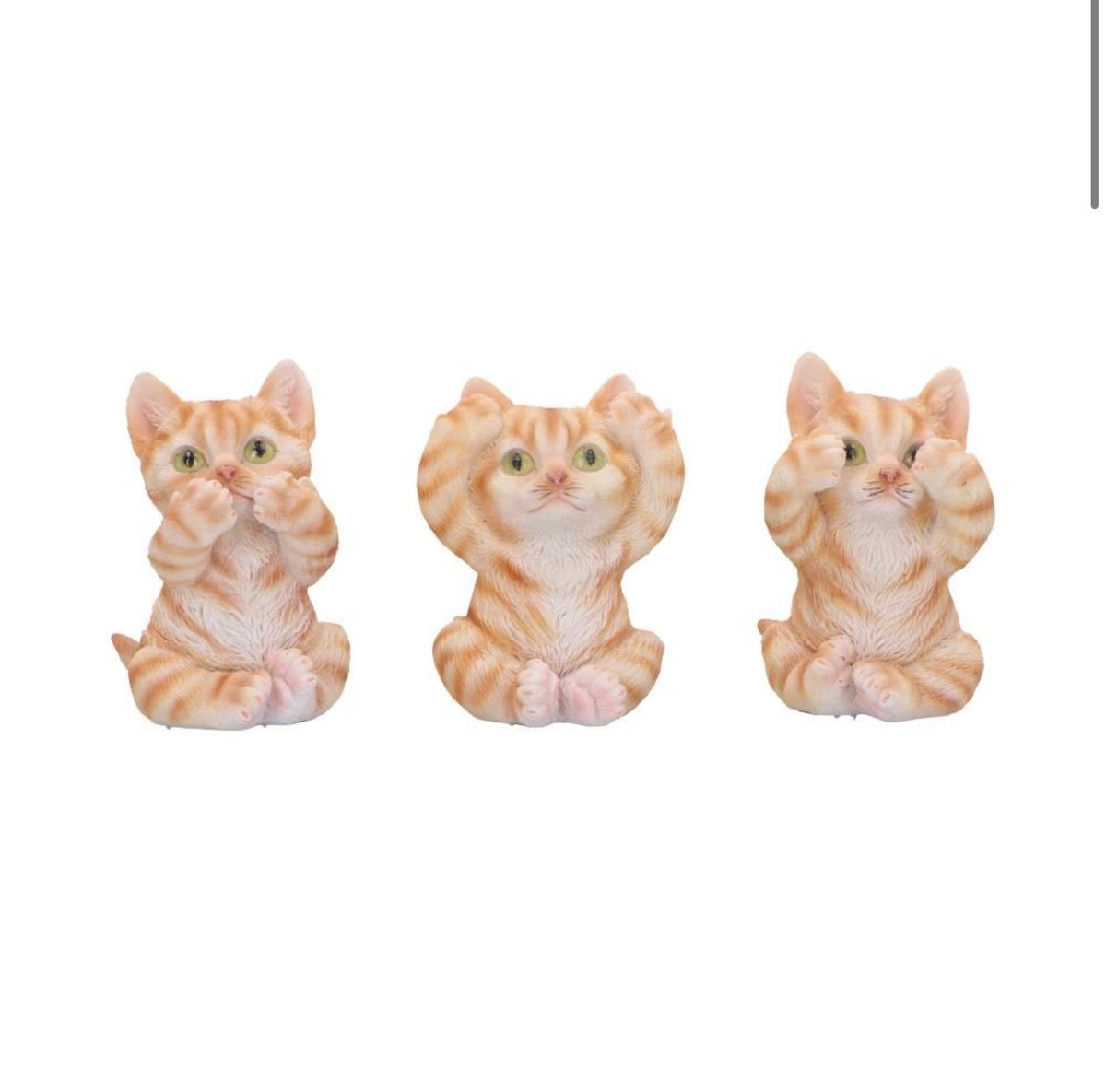 Three Wise Ginger Cats See No Evil Set 8.5cm