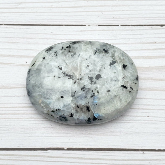 Rainbow Moonstone Palmstone 118 grams RMP09