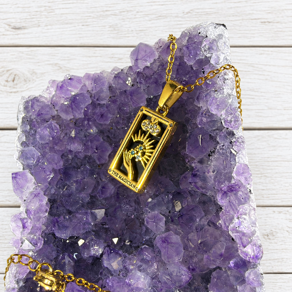 18KT Gold Plated Stainless Steel “ The Magician “ Tarot Card Necklace