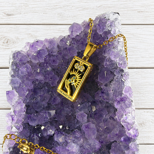 18KT Gold Plated Stainless Steel “ The Magician “ Tarot Card Necklace