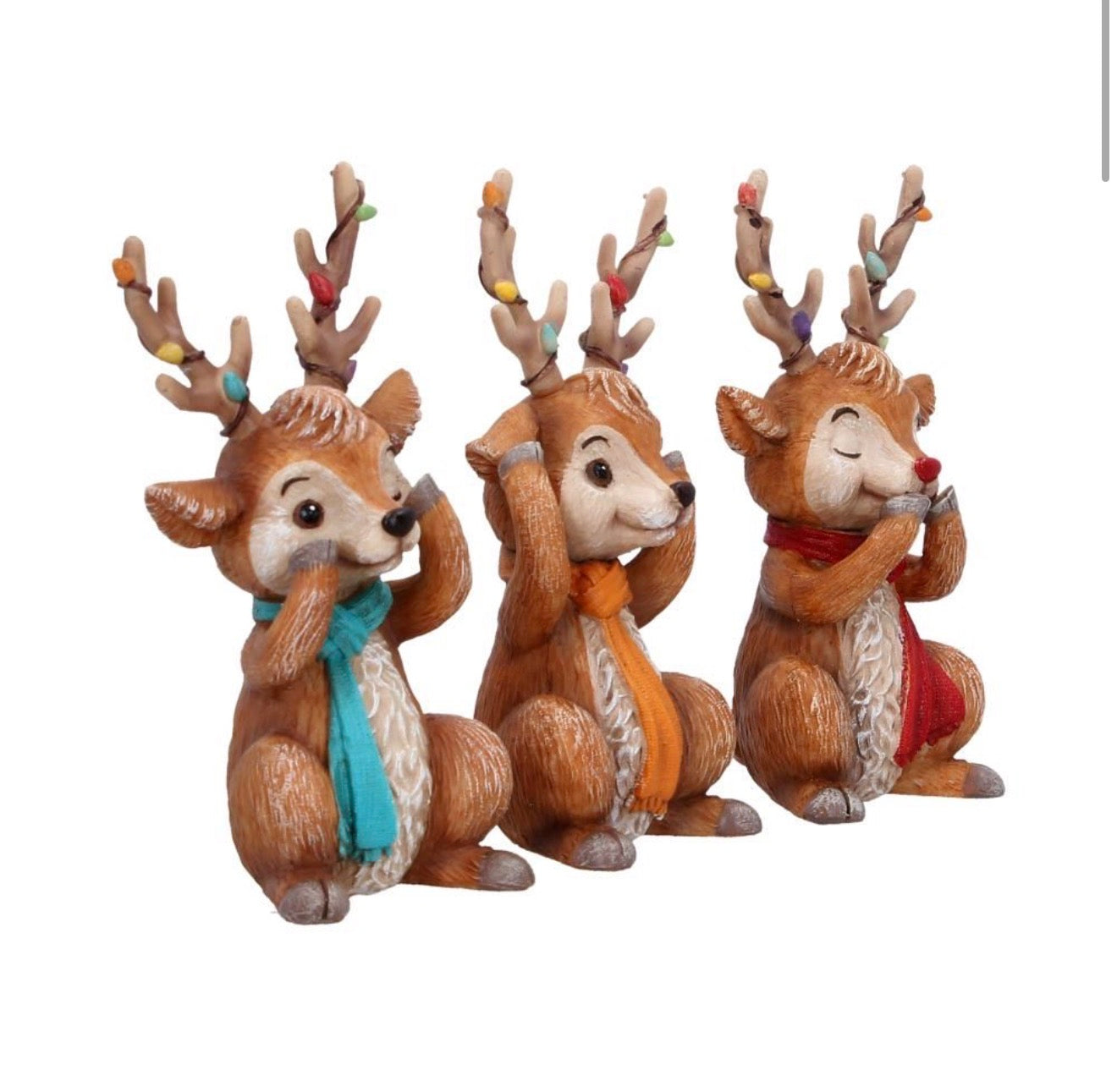 Three Wise Reindeer See No Evil Set 10.3cm